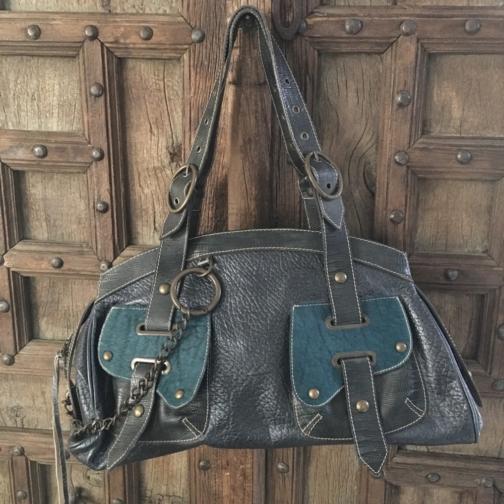 Vintage leather & calf hair satchel